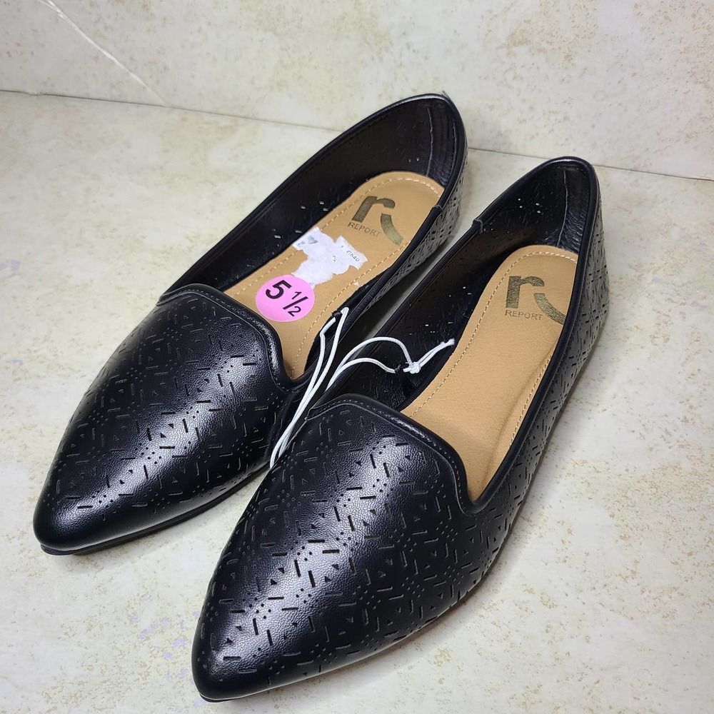 REPORT black eyelet slip on flats 5.5